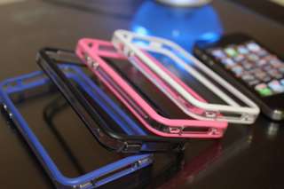 Bumper Case with Metal Buttons for Apple iPhone 4, 4S  Clear Sides 