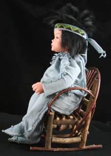 Hand Made Collectable Porcelain Native American Doll  