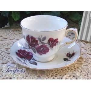  Queen Anne Rose & Silver Leaf English Bone China Tea Cup 