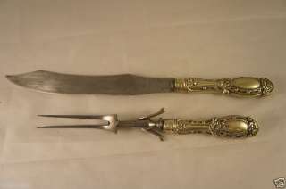 ANTIQUE SILVERPLATE MEAT CARVING SET OF 2 SHEFFIELD  