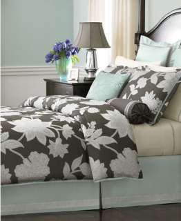   STEWART   Chantilly Charcoal & Aqua 19 Piece King Comforter Set  