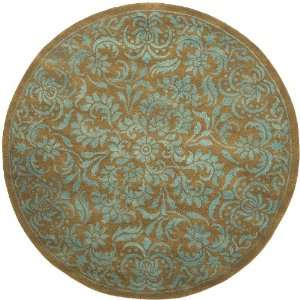   Moss & Aqua Color Floral Print 8 Round Area Rug