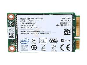    Intel 310 Series 80GB mSATA mSATA (mini PCIe form factor 