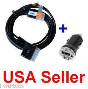 AUX Audio Cable + USB Car Charger Adapter for iPhone 4G  