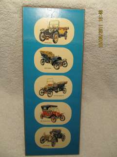 Wall Plaque With 5 Antique Autos Packard, Model T Blue  
