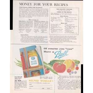 Ball Blue Book Home Canning 1963 Antique Home Food Ad Original Vintage 