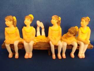   On A Bench Figurine 6 Ballet Dancers In Tutus Young Humorous Statue