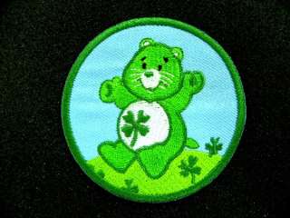 GREEN CLOVER CARE BEAR NATURAL SEW IRON ON PATCH I427  