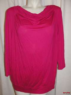   NWT CHICOS Wild Fuchsia Dashing Drape 3/4 Sleeve Blouse Shirt Top 3 XL