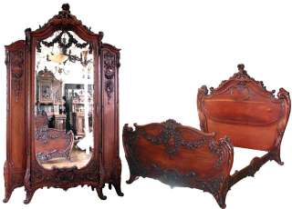 6924 Two Piece Carved Walnut French Rococo Bedroom Set  