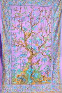   QUEEN PURPLE EXOTIC TREE OF LIFE TAPESTRY COVERLET BEDSPREAD  