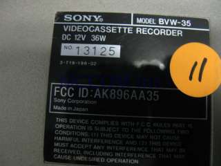 Sony BVW 35 Portable Beta SP Recorders 1 w/ 3920 Tape  