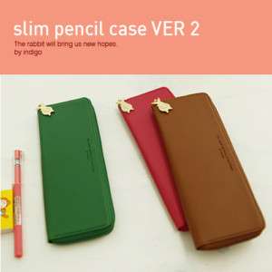 Pen Pocket Box Zip up Pouch Indigo Slim Pencil Case V2  