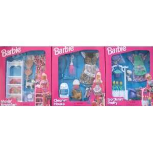  Barbie DRESS N PLAY CoMpLeTe SET of 3 CLEANIN HOUSE 