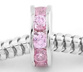 SILVER OCTOBER WHEEL BIRTHSTONE CZ SPACER EUROPEAN BEAD  