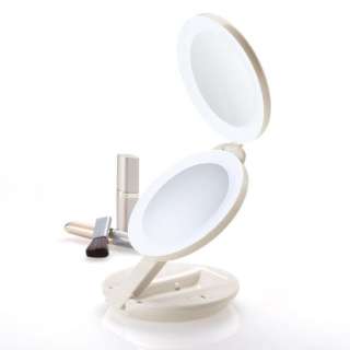 Brookstone Lighted 1X/10X Travel Mirror with LED Light  