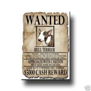 BULL TERRIER Wanted Poster FRIDGE MAGNET No 2 DOG Funny  