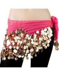 BellyLady Belly Dance Hip Scarf, Gold Coins Waves Style