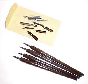 Four 4 Calligraphy Pens with Point Assortment Nibs  