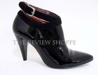 Calvin Klein Poema Patent Ankle Booties Boots Shoes Black 8M  