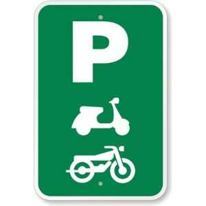 Parking Scooter and Bike (with Graphic) Engineer Grade Sign, 18 x 12