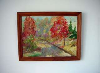 VINTAGE CANADIAN FALL LANDSCAPE OIL PAINTING SIGNED WHITE?  
