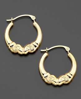 14k Gold Polished Kissing Ram Hoop Earrings