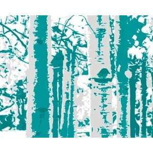 Birch Trees   Turquoise Wall Mural