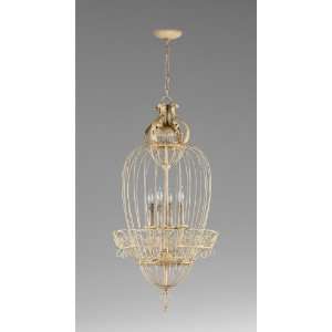 Bird Cages Collection 4 Light 27 Persian White Wrought Iron Pendant 