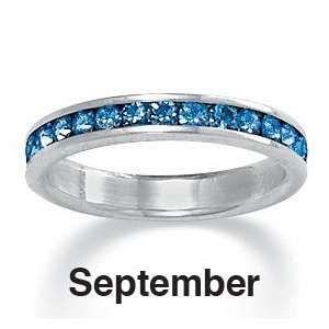 PalmBeach Jewelry Birthstone Sterling Silver Eternity Band  September 