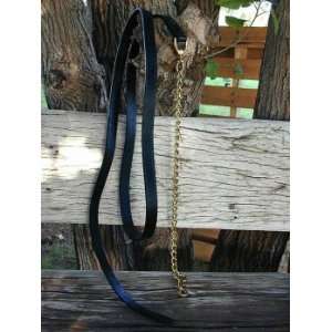  1 Leather Lead with Brass Chain Black