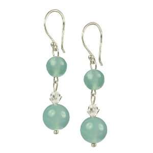  Sea Blue Chalcedony with Swarovski Elements Crystal Bicone 