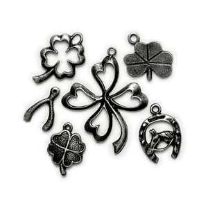 Blue Moon Lost & Found Metal Charms Clover/Luck Asst. Antique Silver 6 