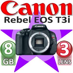 Canon EOS Rebel T3i 600D & 3 Lens Flash Extra Batery 13803134254 