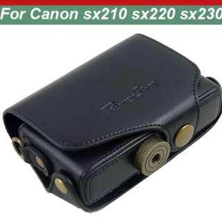 Leather Case Bag For canon powershot SX220 SX230 Black  