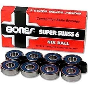  Bones Super Swiss 6 Ball skate bearings 608   8 pack 