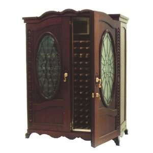   Bottle Double Door Wine Cabinet with Oval Beveled