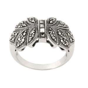  Sterling Silver Marcasite Bow Ring, Size 8 Jewelry