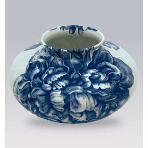  Caskata Blue Peony 7.5 in Round Vase
