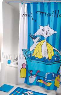 Blue Cat Waterproof PEVA Shower Curtain 180mmX200mm+12 x Plastic Rings 