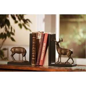  Bronze Deer Buck Lodge Country Bookends Set