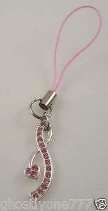 Pink Ribbon breast cancer cell phone charm crystals  