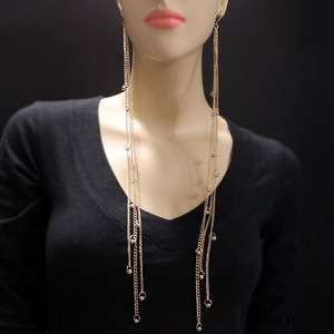 Pearl Fringe Long Chain Earring ET61  