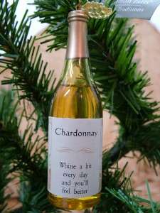 Wine Bottle Chardonnay Glasses New Christmas Ornament  