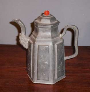 Chinese Pewter Tea Pot Kettle  
