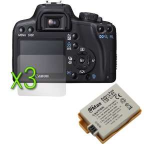  LP E5 LPE5 Battery + 3pc Exact Fit LCD Screen Protector for Canon 