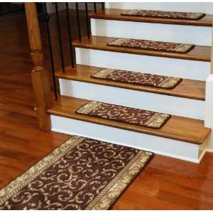  Premium Carpet Stair Treads   Brown Scrollwork PLUS a 