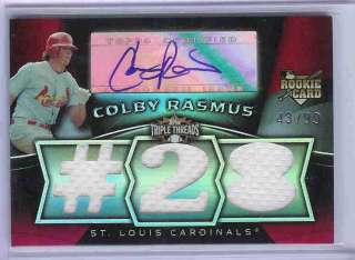 2009 TRIPLE THREADS COLBY RASMUS JERSEY AUTO RC # 43/99  