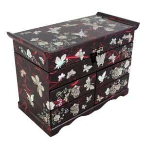   Jewel Ring Drawer Box Chest Case Organizer with Butterfly and Flower