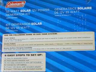 COLEMAN SUNFORCE 55 Watt Model 58050 12 Volt SOLAR Charging Kit   NEW 